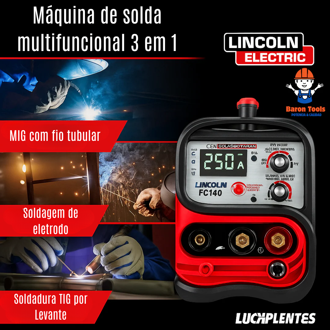 Máquina de solda LINCOLN 250 Amp 3 em 1 MIG MMA TIG -BLACK FRIDAY 🔥
